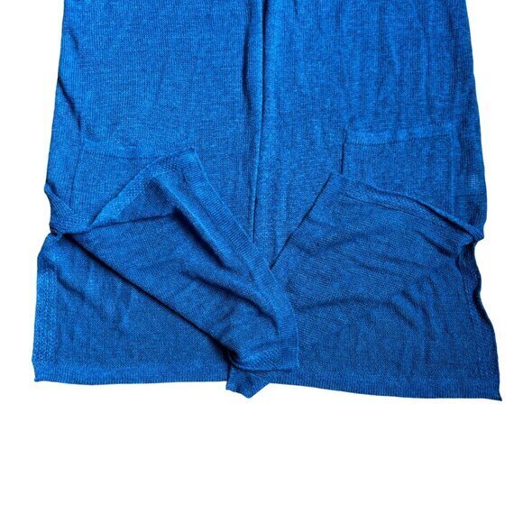 J Jill Sweater Size Small Petite Cardigan Long‎ Open Front Linen Blend Blue - Picture 5 of 8
